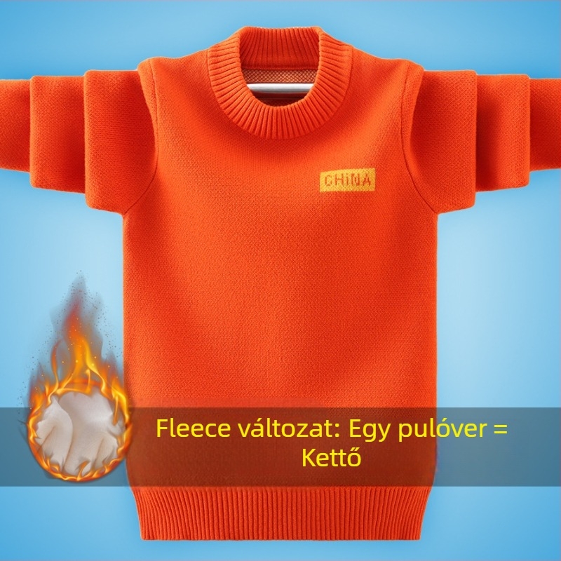 Fiúknak szóló pamut pulóver, 100% pamut, fleece bélés, hosszú ujjú, kerek nyakú, rajzfilm és betűk mintával
