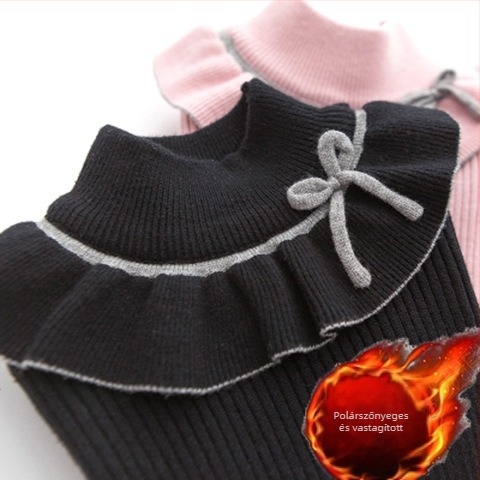 Lányoknak szóló pulóver, édes kötött dizájn, kerek nyakú, fleece-béléssel, 3–8 éveseknek