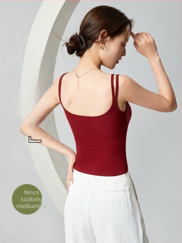 Beépített melltartós női top, karcsú fazon, rövid hossz, viszkóz 90–95%, spandex <30%, nem levehető kettős vállpántok