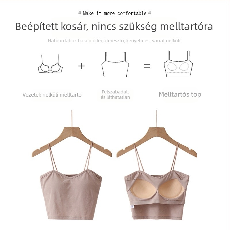 Önálló camisol melltartóbetéttel, pamut 90–95%, V-nyakú, pántos, 161–180 g/m²
