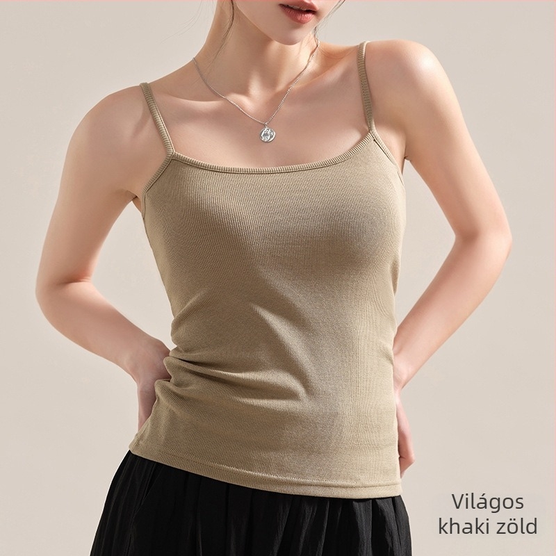 Keskeny fazonú női camisole felső sling-stílussal, Modal anyag (90–95% regenerált cellulóz), magas rugalmasság, rögzített vállpántok, hossz 50–65 cm