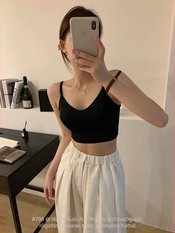 Warm Xiaoai 708 Jégselyem Top Beépített Kosarakkal, Dupla Vállpántok, Latex Kosarak, Nyári Casual, Szép Hát