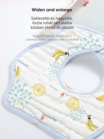 100% pamut baba esalvéta nyomtatott géz szövettel, foltmentes védelem, biztonsági osztály A, 0–6 éves gyerekek számára