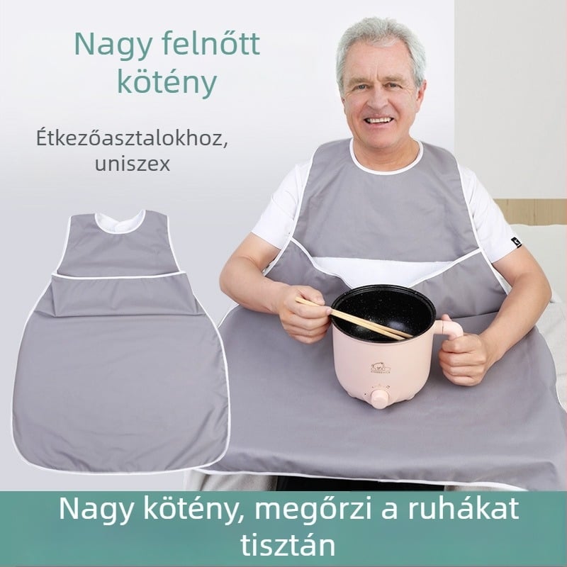 Felnőtt vízálló etetőbib nyálkendővel, poliészter-pamut anyag