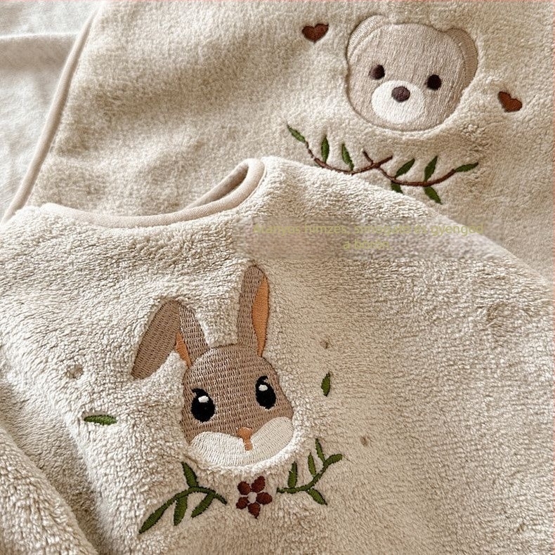 Gyerek nyálvédő kötény fogmosáshoz — vízálló, coral fleece, pamut, Wenli, 2025 tavasz (3–8 év, Wenli, Coral fleece, Cotton, Spring 2025)