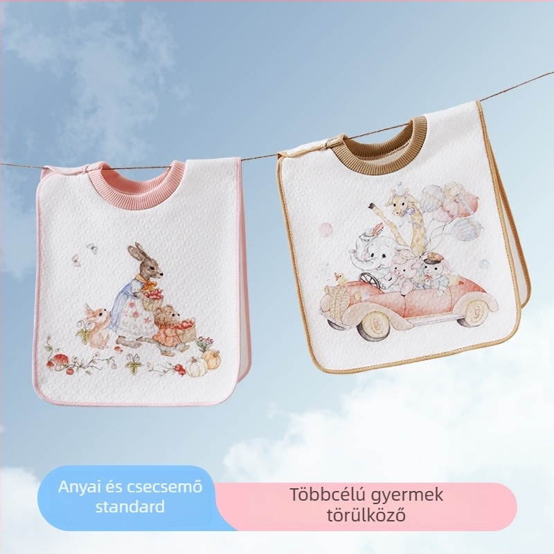 100% pamutból készült vízálló gyermek kötény, négy évszakos dizájn, 3–8 éveseknek, mintákkal: rajzfilmfigura/állat/virág