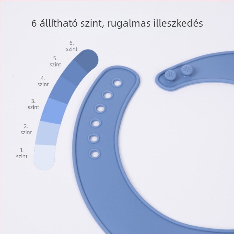 Szilikon etető kötény, vízálló, élelmiszer-minőségű, egyszínű, gyerekeknek