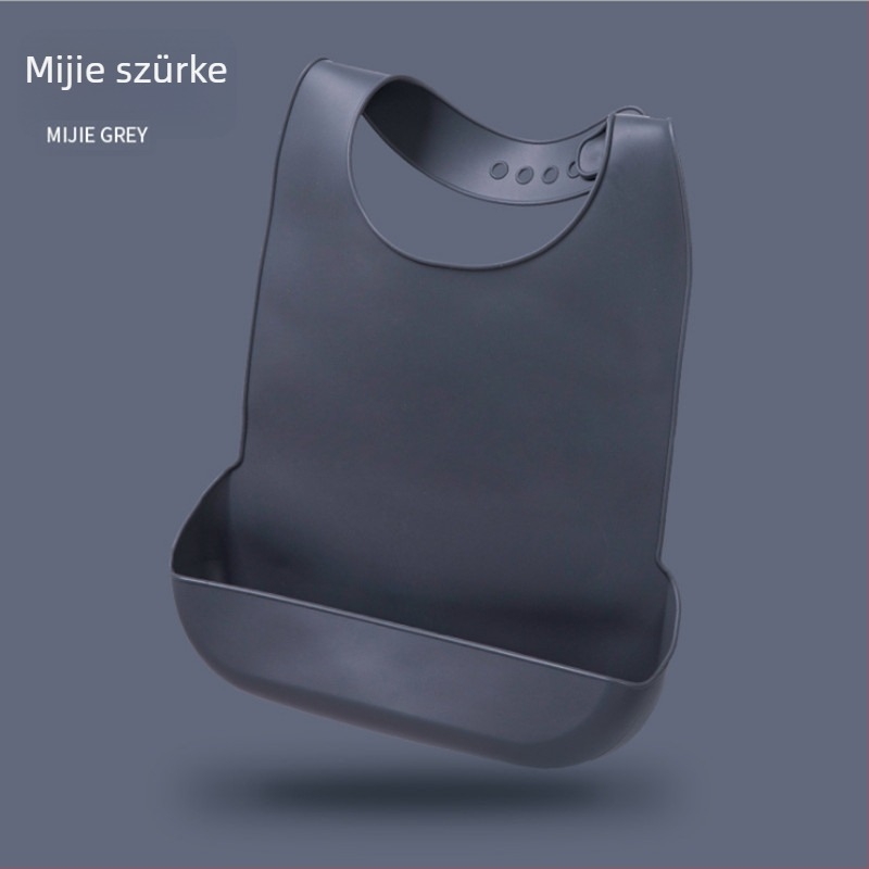 Szilikon etető kötény, vízálló, élelmiszer-minőségű, egyszínű, gyerekeknek