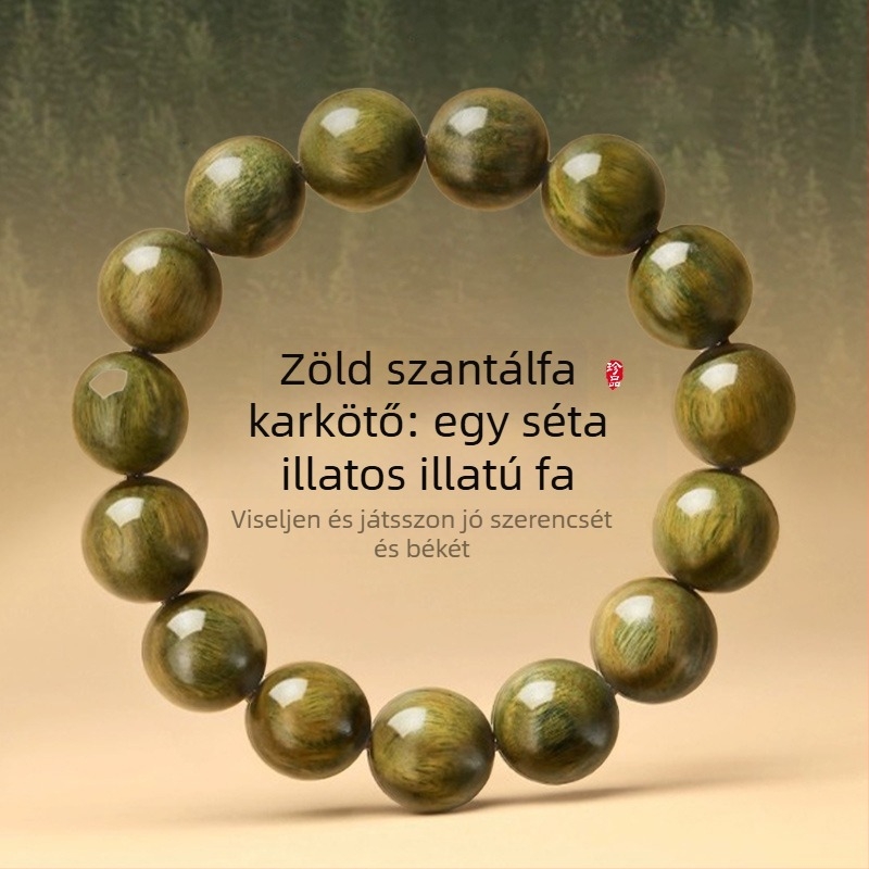 Férfi szantálfa karkötő, természetes kivitelezés, modern minimalista stílus, meditációs gyöngyök