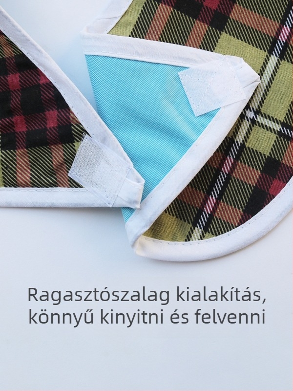 Étkezési kötény gyerekeknek - Kockás mintával, Tarpaulin anyag pamut + PVC vízálló bevonattal, Vízálló és foltálló