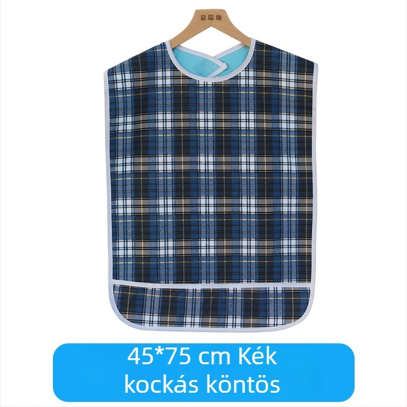 Étkezési kötény gyerekeknek - Kockás mintával, Tarpaulin anyag pamut + PVC vízálló bevonattal, Vízálló és foltálló