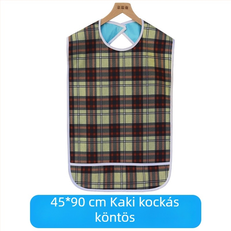 Étkezési kötény gyerekeknek - Kockás mintával, Tarpaulin anyag pamut + PVC vízálló bevonattal, Vízálló és foltálló