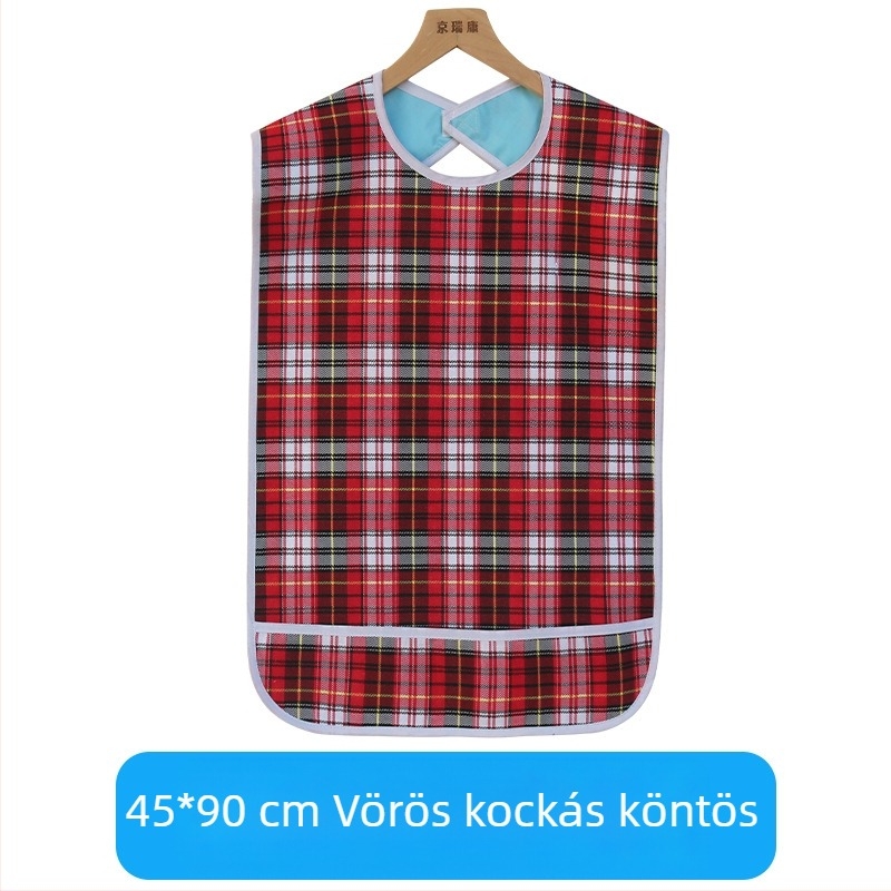 Étkezési kötény gyerekeknek - Kockás mintával, Tarpaulin anyag pamut + PVC vízálló bevonattal, Vízálló és foltálló