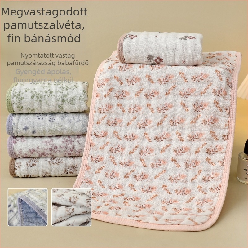Baba szájkendő, nedvességfelszívó kendő, pamut-bambusz keverék, virágos minta, újszülötteknek