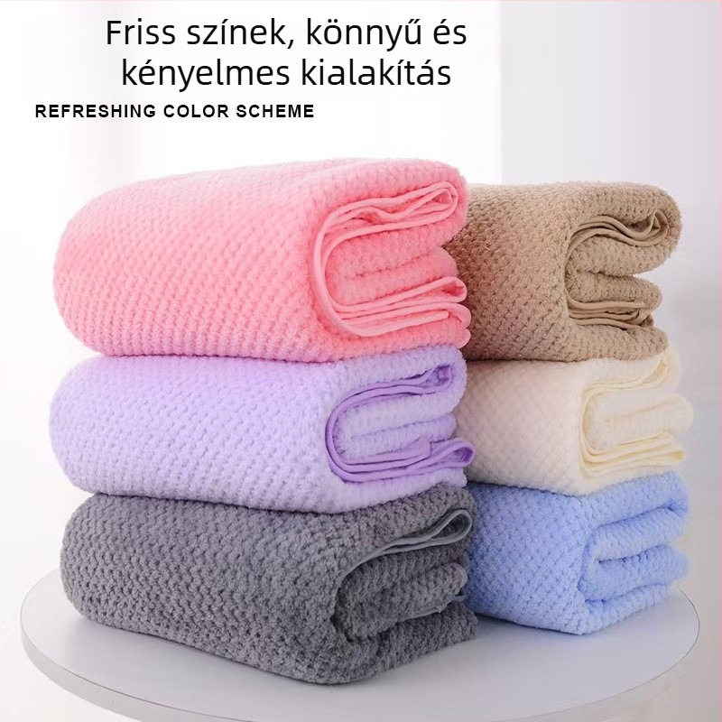 Korallfleece fürdőlepedő, nagy méretű ananász mintás rács, vastag, nedvszívó, otthoni használatra
