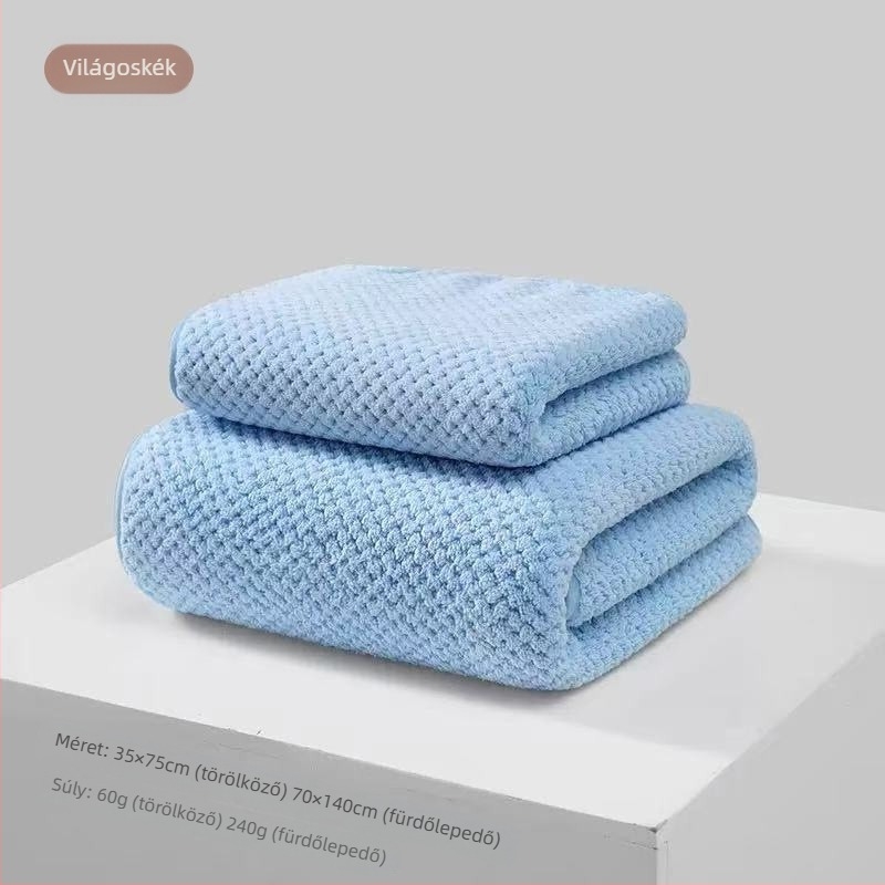 Korallfleece fürdőlepedő, nagy méretű ananász mintás rács, vastag, nedvszívó, otthoni használatra