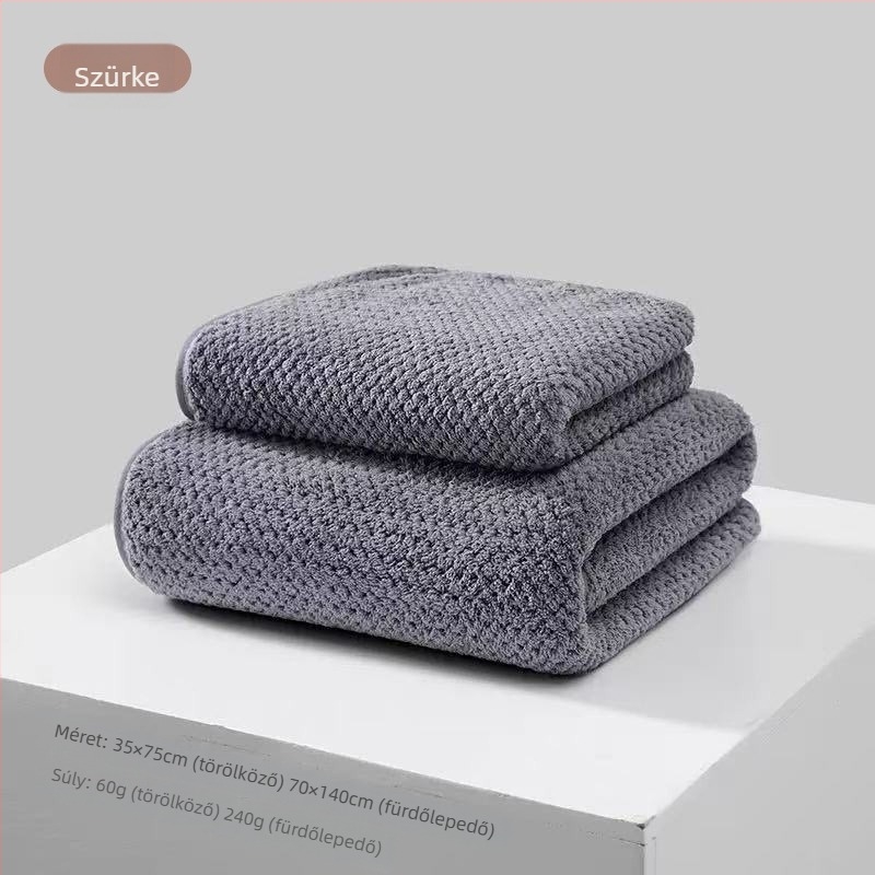 Korallfleece fürdőlepedő, nagy méretű ananász mintás rács, vastag, nedvszívó, otthoni használatra