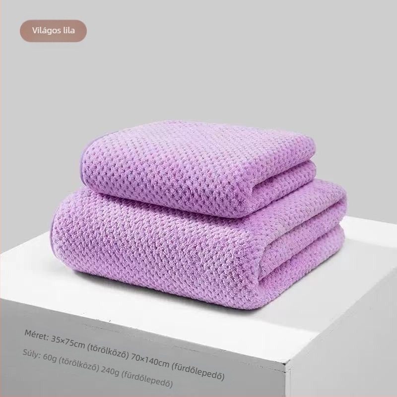 Korallfleece fürdőlepedő, nagy méretű ananász mintás rács, vastag, nedvszívó, otthoni használatra