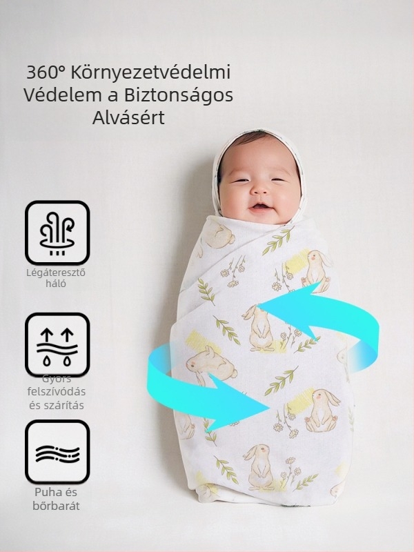 Baba becsomoló kendő bambusz rostból, karikatúra mintával, Biztonsági osztály A, újszülöttek 0-12 hónap