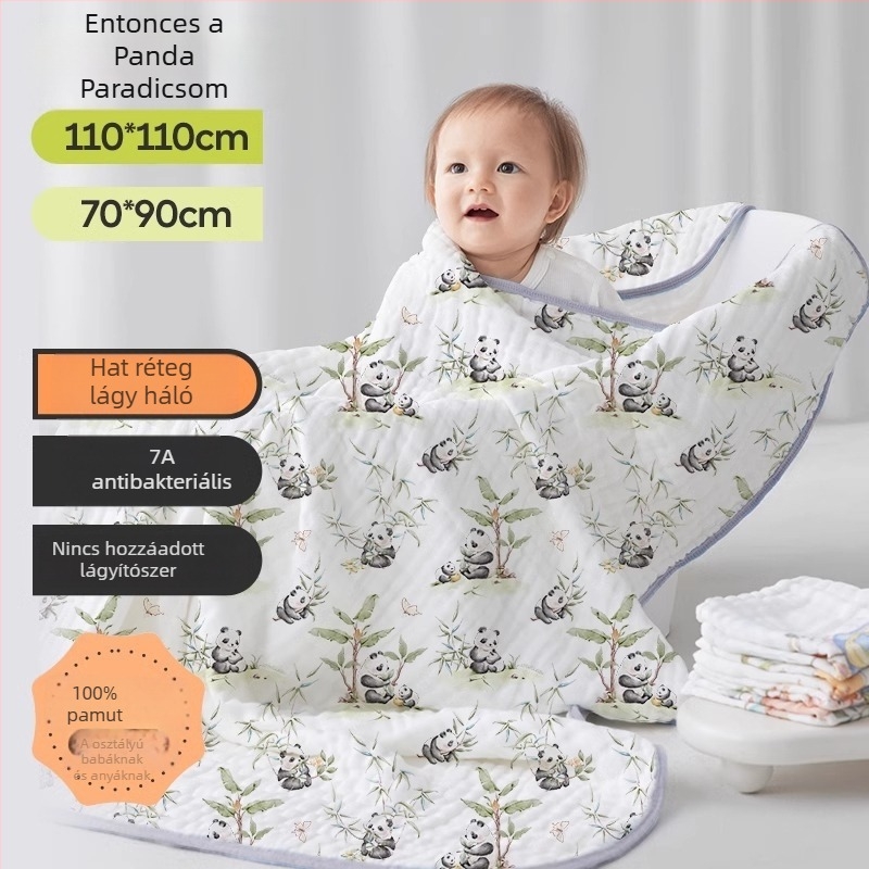 Babafürdőlepedő, 100% pamutból, ultra puha, karikatúra mintával, 170–200 g