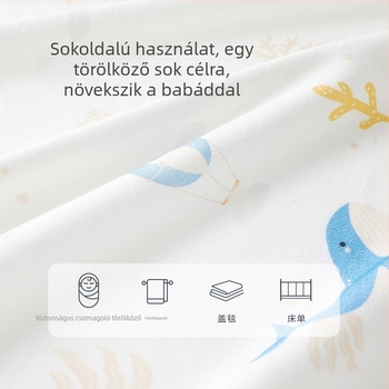 Újszülött körbefogó kendő 100% pamutból, egész éves használatra, mintázat állatok/rajzfilmek, Biztonság A osztály