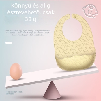 Bébi etető bib – élelmiszer-minőségű szilikon, vízálló és foltokkal szemben ellenálló, 0–3 éveseknek, kockás vagy egyszínű minta