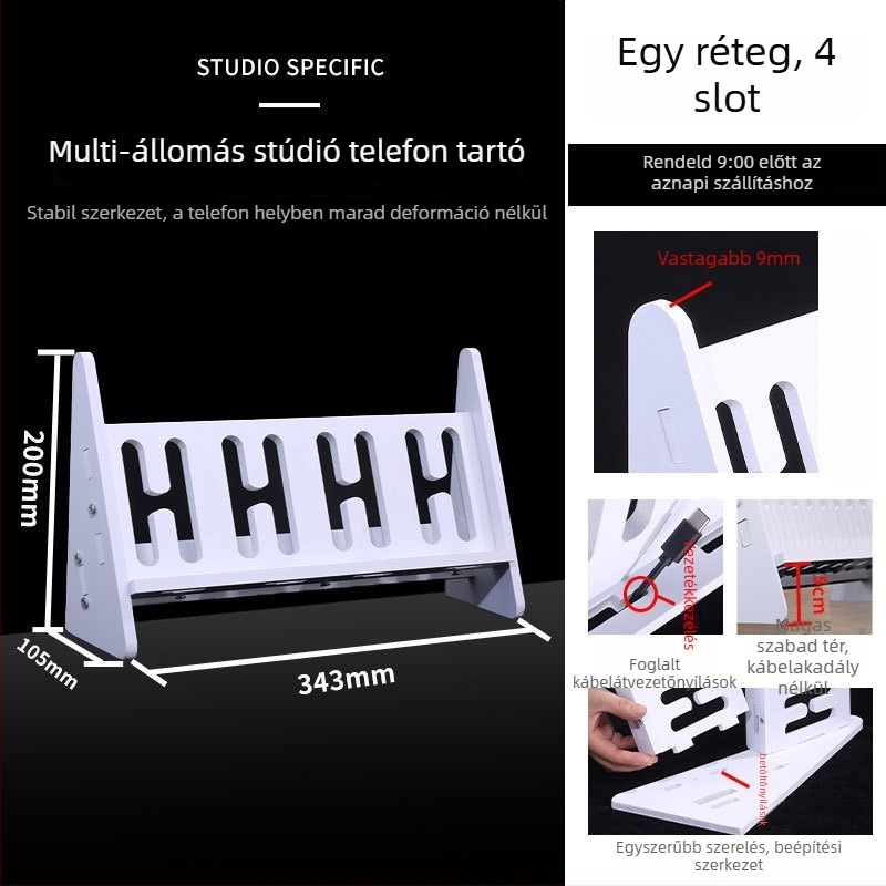 Telefon tartó asztali és padlón álló kivitelben, több pozíció, PVC, egyszerű stílus, 3C tanúsítvány
