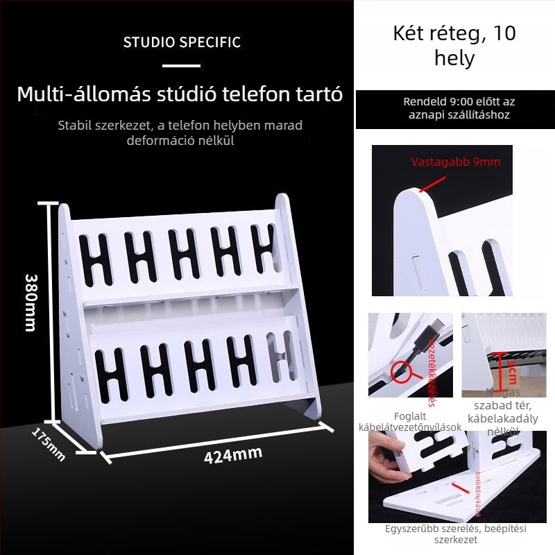 Telefon tartó asztali és padlón álló kivitelben, több pozíció, PVC, egyszerű stílus, 3C tanúsítvány