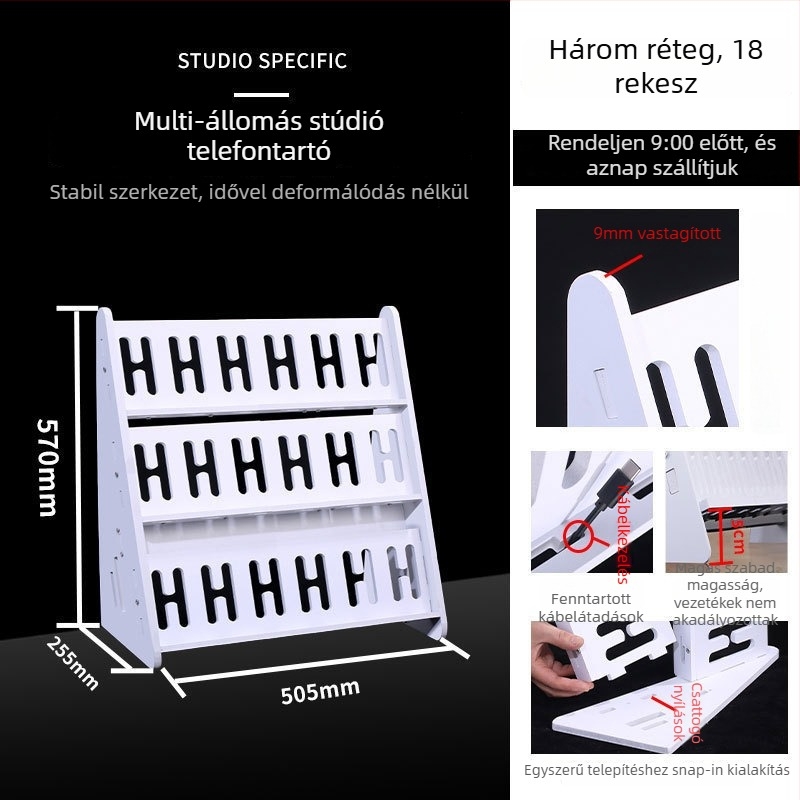 Telefon tartó asztali és padlón álló kivitelben, több pozíció, PVC, egyszerű stílus, 3C tanúsítvány