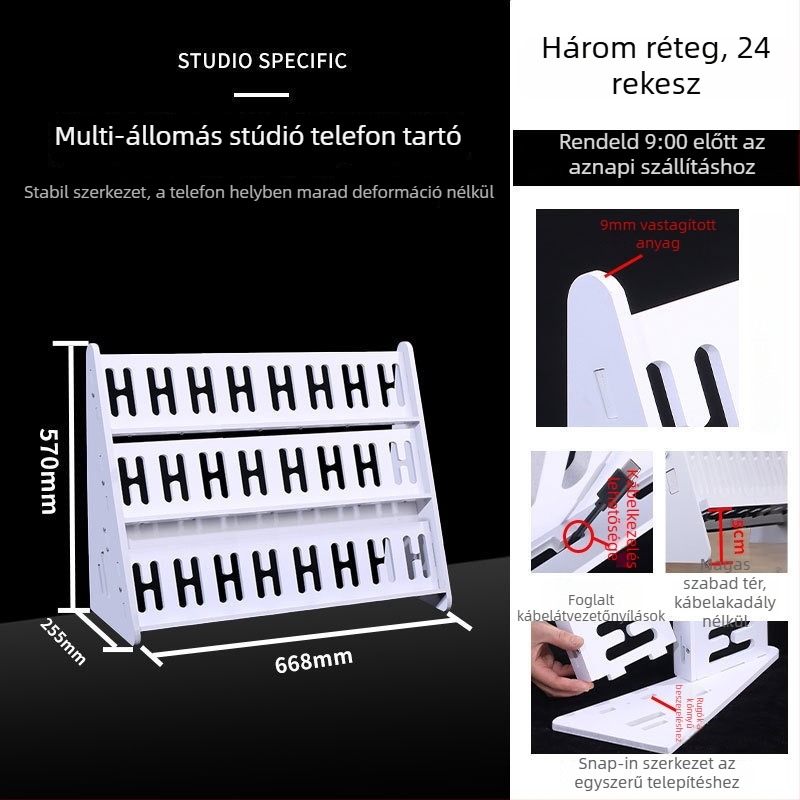 Telefon tartó asztali és padlón álló kivitelben, több pozíció, PVC, egyszerű stílus, 3C tanúsítvány