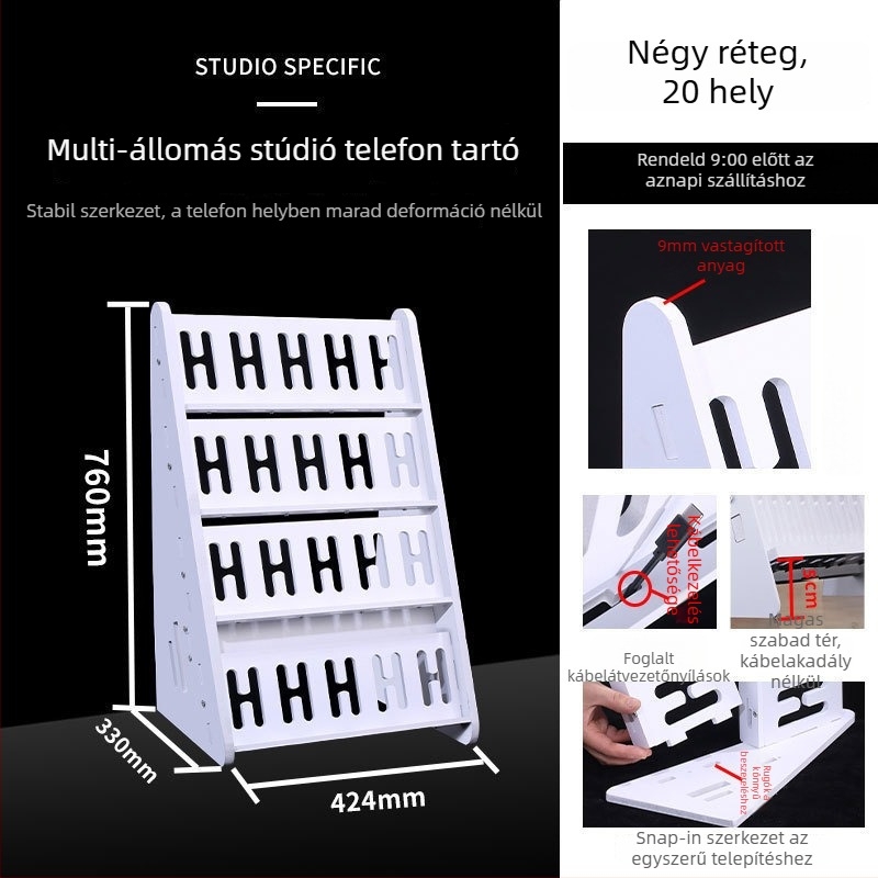 Telefon tartó asztali és padlón álló kivitelben, több pozíció, PVC, egyszerű stílus, 3C tanúsítvány