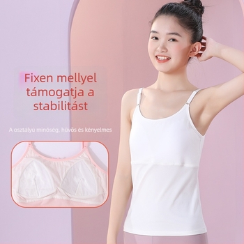 Kétfázisú edzőmelltartó lányoknak, hosszú fazon, kerek nyakú, Modal anyag, Modal tartalom 45,5%, 12–14 éveseknek