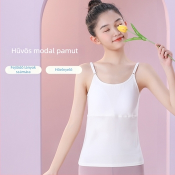 Kétfázisú edzőmelltartó lányoknak, hosszú fazon, kerek nyakú, Modal anyag, Modal tartalom 45,5%, 12–14 éveseknek