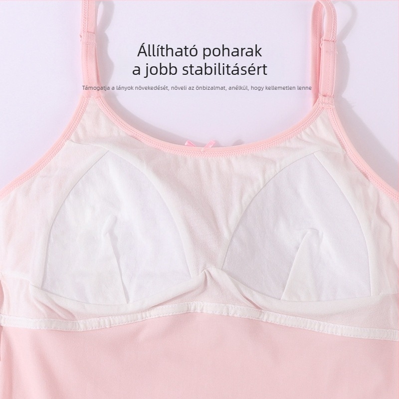 Kétfázisú edzőmelltartó lányoknak, hosszú fazon, kerek nyakú, Modal anyag, Modal tartalom 45,5%, 12–14 éveseknek