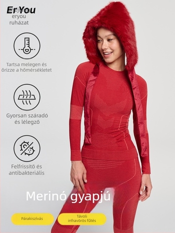 Női gyorsan száradó szett téli–tavaszi–őszi időkre: gyors száradás, szélálló, nedvességelvezetés; anyag: pamut‑gyapjú