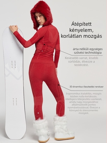 Női gyorsan száradó szett téli–tavaszi–őszi időkre: gyors száradás, szélálló, nedvességelvezetés; anyag: pamut‑gyapjú