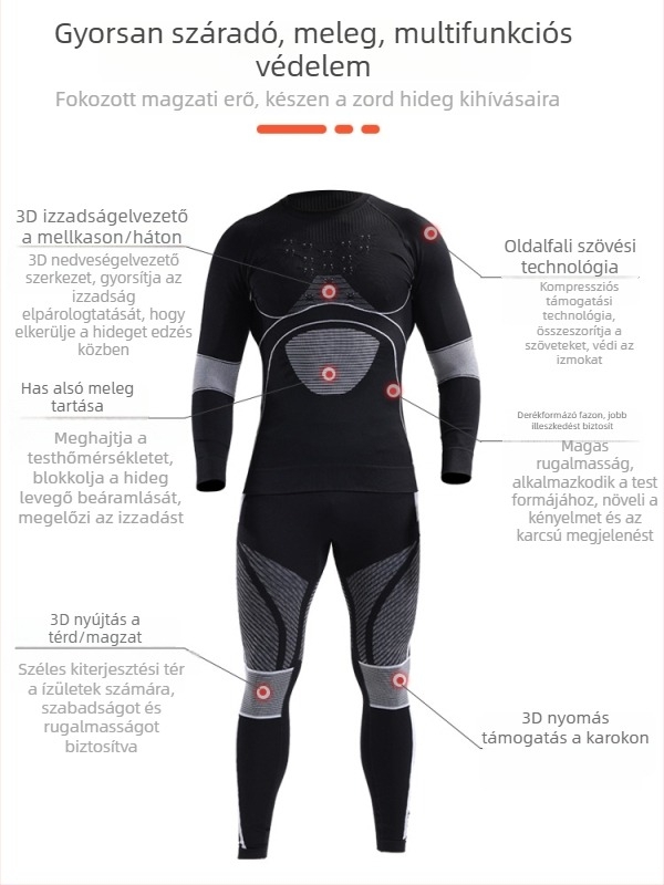 Uniszex téli gyorsan száradó sportkészlet — nedvességelvezető nylon anyag, melegen tart