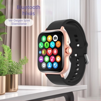 Okosóra Bluetooth-hívásokkal és egészségügyi nyomon követéssel: pulzusmérés, vérnyomás, vér oxigénszintje, alvásfigyelés, lépésszámláló (pulzus, vérnyomás, oxigénszint, alvás, lépések)