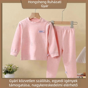 Gyerekeknek készült pamut két részes otthoni szett, hosszú ujjú pulóver, kapucni nélküli, 90% pamut, 3–8 éveseknek, téli–tavaszi–ősz