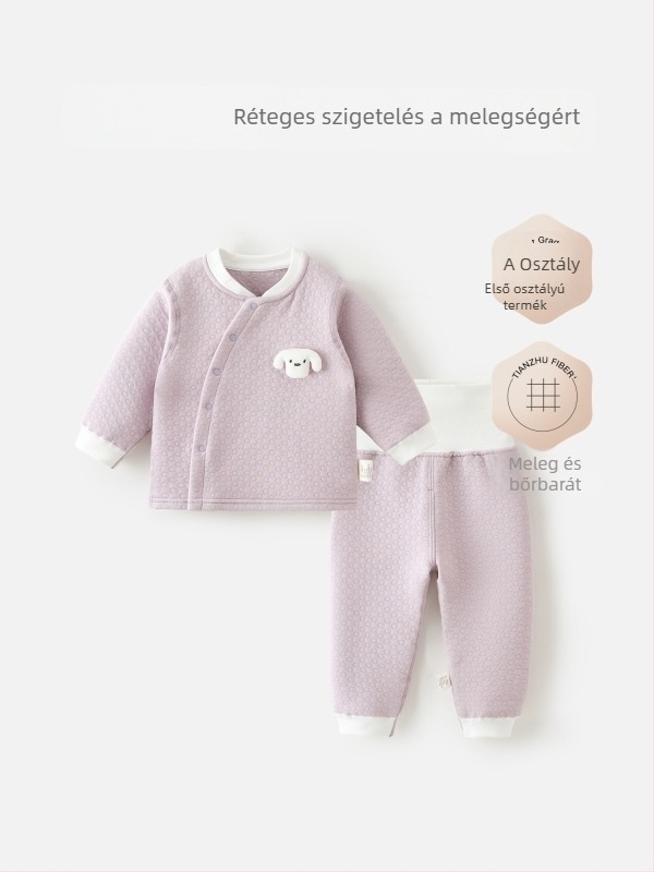 Gyerekek téli meleg készlet – 100% pamut quiltelt felső és nadrág, uniszex, több darabos készlet, 1–3 éveseknek
