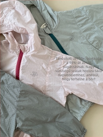 Unisex gyermek UV-védett, könnyű, légáteresztő kapucnis kabát, nylon anyagból, nylon béléssel, 7–12 éveseknek, nyár 2025.
