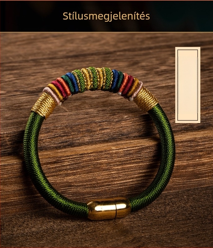 Kézzel szőtt zsinór karkötő mágneses zárással - retro uniszex stílus
