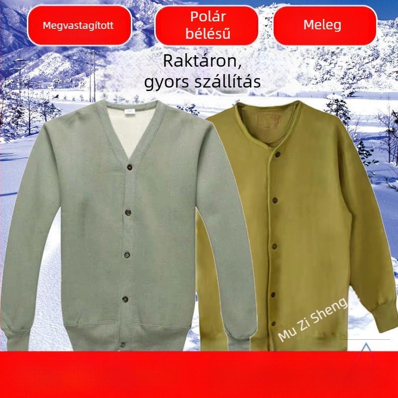 Férfi polárkabát és nadrág bányászoknak, katonai zöld munkaruha, retro 87-es modell, pamut ruházat, őszi termikus alsónemű