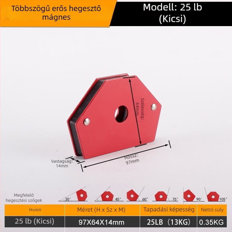 Mágneses hegesztő tartó — Nehéz acél kivitel, kapacitás 25/50/75 lbs, Mekla, 1 db készlet