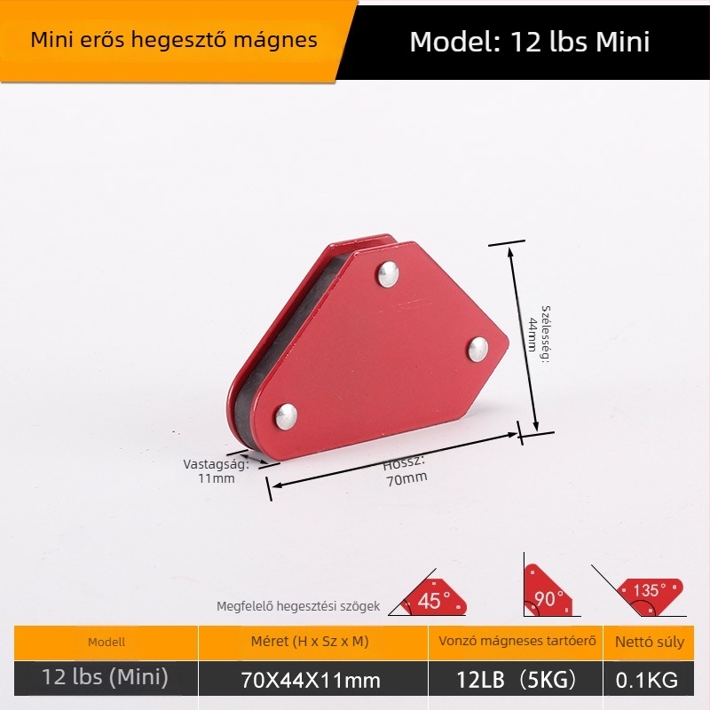 Mágneses hegesztő tartó — Nehéz acél kivitel, kapacitás 25/50/75 lbs, Mekla, 1 db készlet