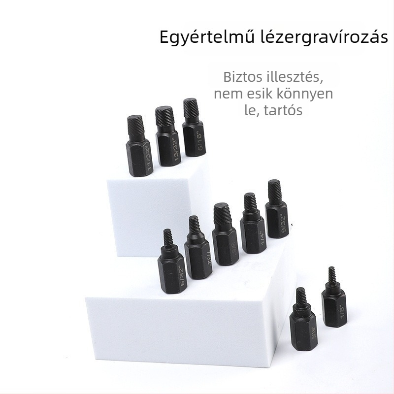 10 részes szénacél csavarmentő készlet tört csavarok és belső hatszögfejű csavarok eltávolításához
