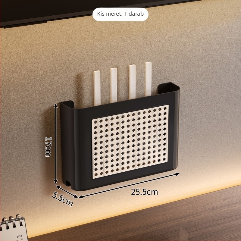 Vintage stílusú Wi-Fi router tároló, falra szerelt TV-szekrény és set-top box polc, kábelek rendezése
