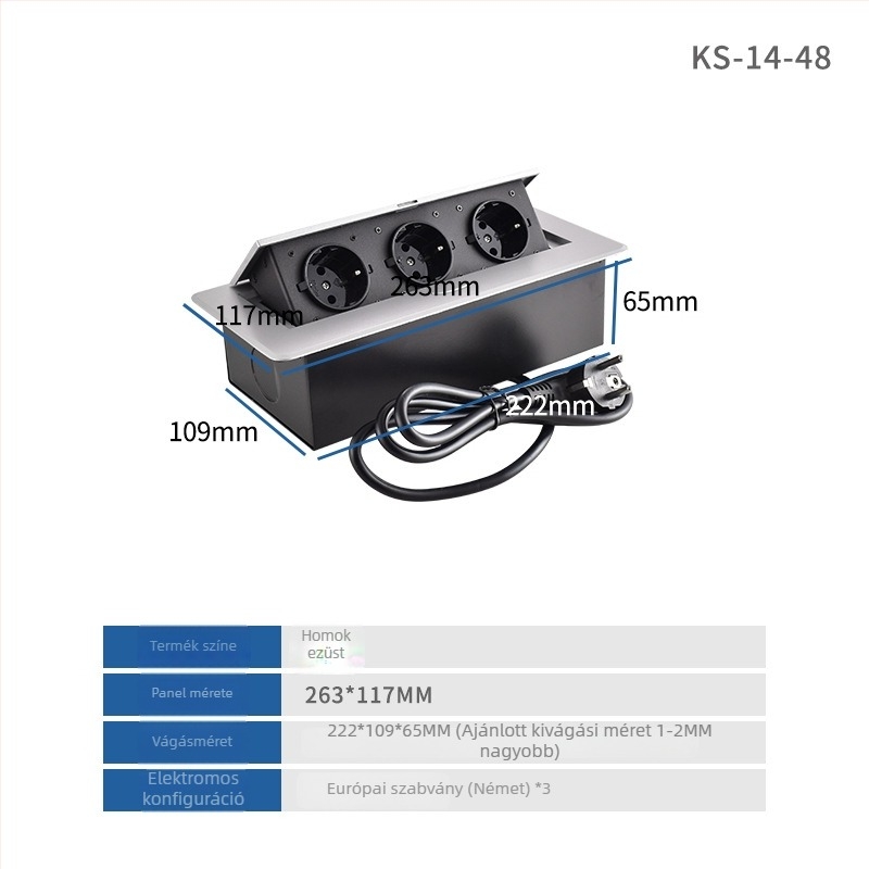 Pop-up beépített, multifunkcionális asztali aljzat, Jian shi márka, asztali beépítés