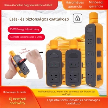 Zárral ellátott vezetékes aljzat, tiszta réz érintkezők, 10A, 100-250V, 2500W, Nemzeti Szabvány