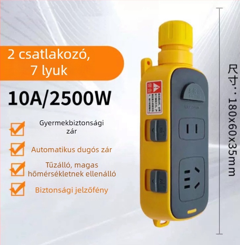 Zárral ellátott vezetékes aljzat, tiszta réz érintkezők, 10A, 100-250V, 2500W, Nemzeti Szabvány